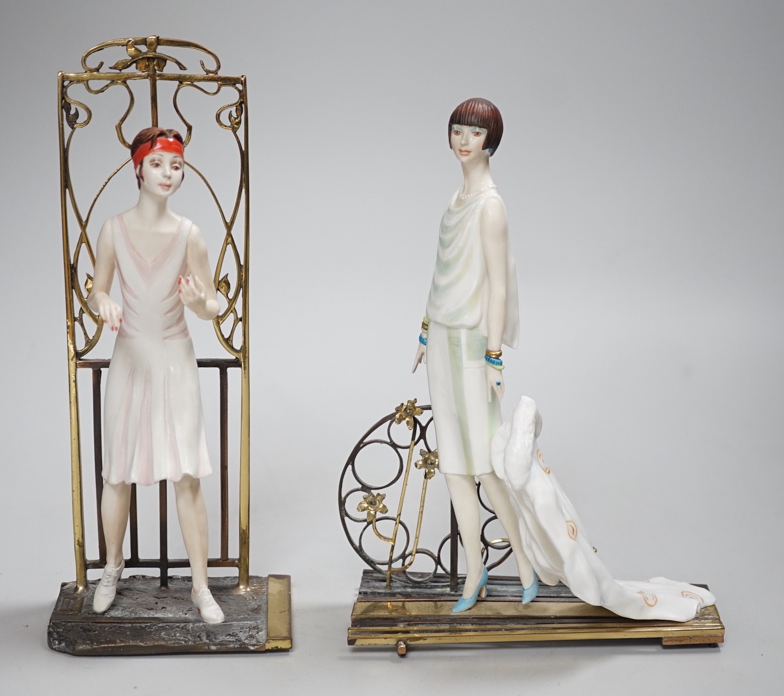 Two Albany porcelain figure groups, figures 9cm